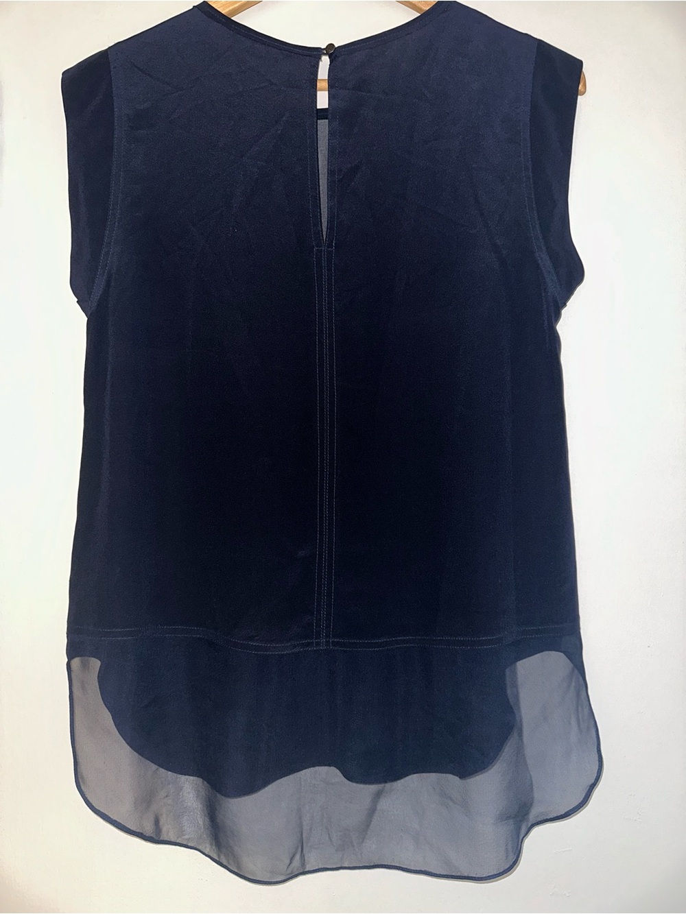 Rebecca Taylor Navy Blue Sleeveless Chiffon-Hem Camisole